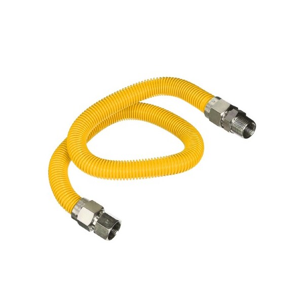 Flextron Gas Line Hose 5/8'' O.D.x36'' Len 3/4" FIPx1/2" MIP Fittings Yellow Coated Stainless Steel Flexible FTGC-YC12-36Q - main